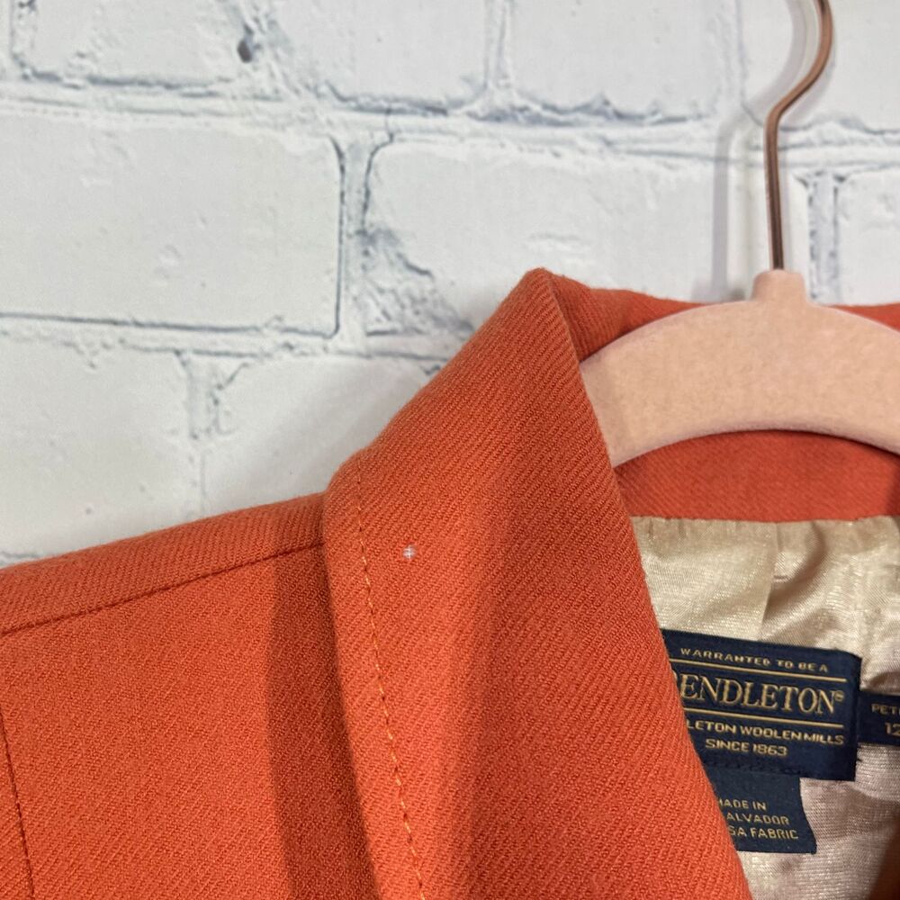Pendleton Blazer Women Size 12 Orange Virgin Wool Office Business Jacket - Picture 3 of 13